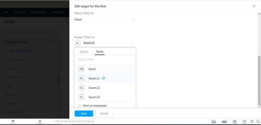 assignment rules zoho desk